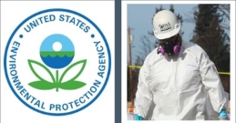 The Environmental Protection Agency logo and a worker.